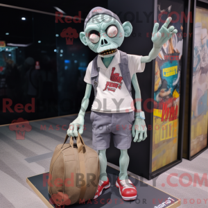 Grå Zombie-maskotdraktfigur...