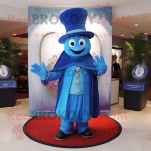 Blue Ring Master mascot costume character dressed with a Long Sleeve Tee and Scarves