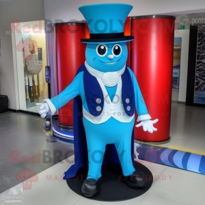 Blue Ring Master mascot costume character dressed with a Long Sleeve Tee and Scarves