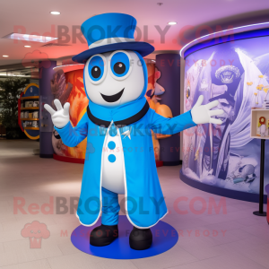 Blue Ring Master mascot costume character dressed with a Long Sleeve Tee and Scarves