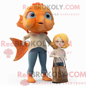 Tan Goldfish maskot kostym...