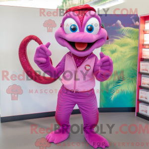 Magenta slangemaskotkostyme...