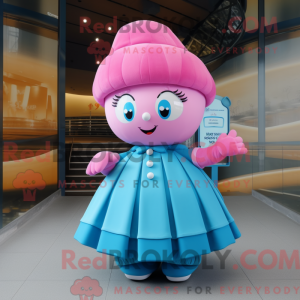 Cyan rosa maskotdraktfigur...