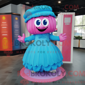 Cyan Pink maskot kostume...