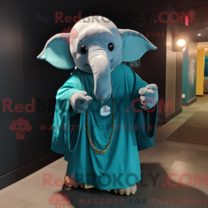 Blågrøn elefant maskot...