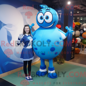 Blue Rugby Ball mascot...