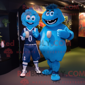 Blue Rugby Ball mascot...