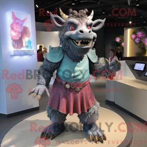 Grå Minotaur maskot kostume...