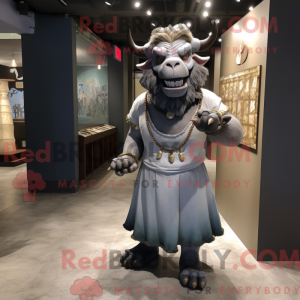 Grå Minotaur maskot kostume...