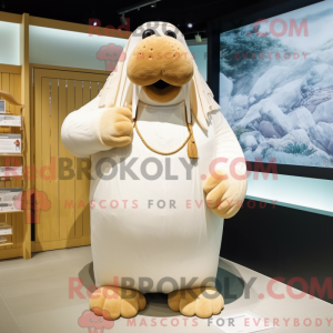 Cream Walrus maskot kostume...