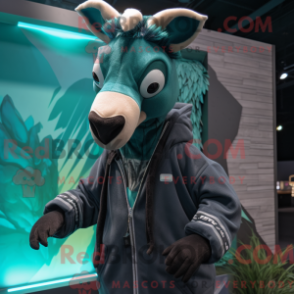 Fantasia de mascote de ocapi azul-turquesa com moletom e gravatas - Mascotes Okapi - REBROKO_324648 - RedBrokoly.com
