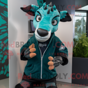 Fantasia de mascote de ocapi azul-turquesa com moletom e gravatas - Mascotes Okapi - REBROKO_324650 - RedBrokoly.com