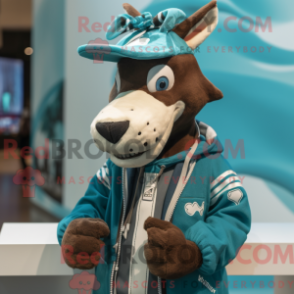 Blågrön maskotdräkt av okapi med munkjacka och slipsar - Okapi-maskotar - REBROKO_324651 - RedBrokoly.com