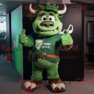 Green Bull mascot costume...