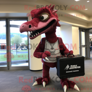 Maroon Utahraptor mascot...