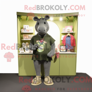 Olive Tapir mascottekostuum...