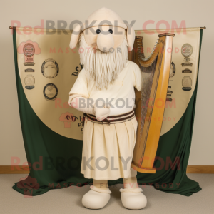 Cream Celtic Harp maskot...