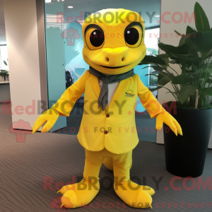 Gul Geckos maskot kostume...