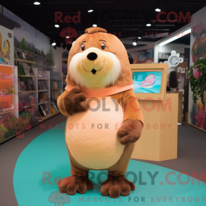 Peach Beaver mascot costume...