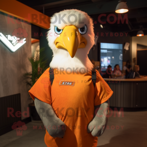 Orange Bald Eagle mascot costume character dressed with a Tank Top and Headbands