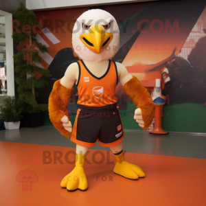 Orange Bald Eagle mascot costume character dressed with a Tank Top and Headbands