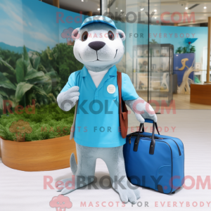Sky Blue Otter maskot...