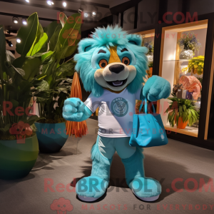 Cyan Tamer Lion maskot...