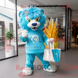 Cyan Tamer Lion mascot...