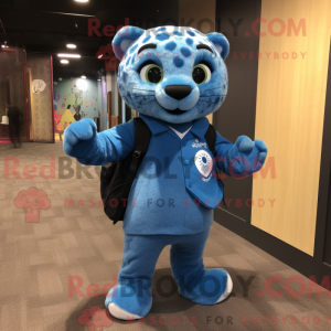 Blå Jaguar maskot kostume...