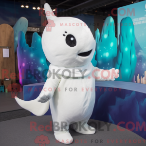 Hvid Narhval maskot kostume...