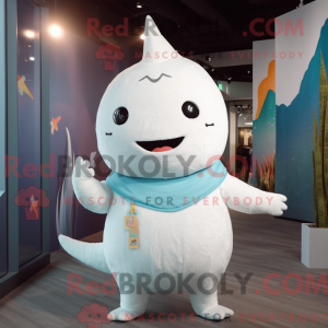 Hvid Narhval maskot kostume...