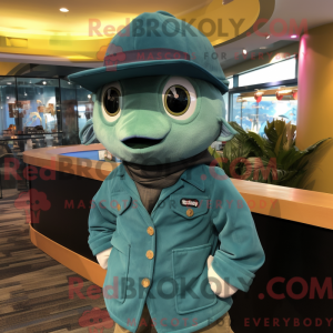 Teal Tuna mascot costume...