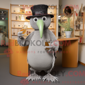Grå Kiwi-maskotdraktfigur...