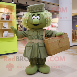 Olive Soldier maskot kostym...