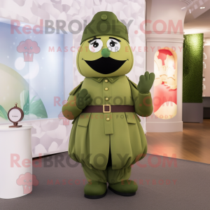 Olive Soldier maskot kostym...