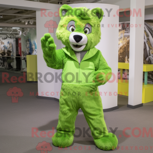 Lime Green Say Wolf maskot...