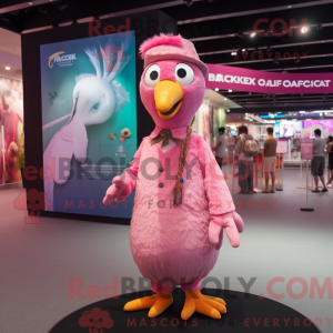 Pink Peacock maskot kostume...