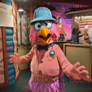 Rosa påfuglmaskotkostyme...