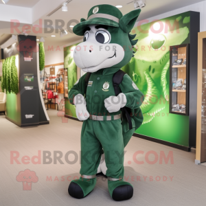 Forest Green Horseshoe mascot costume character dressed with a Joggers and Berets