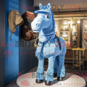 Fantasia de mascote de cavalo azul com macacão e cachecóis - Mascotes de corridas de cavalos - REBROKO_325282 - RedBrokoly.com