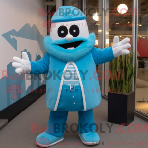 Fantasia de mascote de chefe azul-céu com blazer e luvas sem dedos - Mascotes principais - REBROKO_325287 - RedBrokoly.com