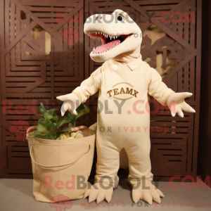 Cream T Rex mascot costume...