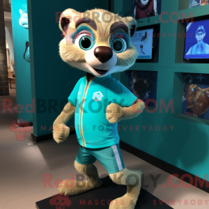 Teal Meerkat mascot costume...