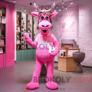 Rosa Moose-maskotdraktfigur...