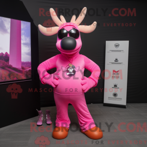 Rosa Moose-maskotdraktfigur...