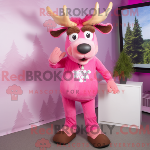 Rosa Moose-maskotdraktfigur...