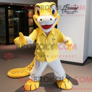 Gul Python maskot kostume...