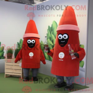 Rød asparges maskot kostyme...