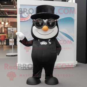 Black Gyro mascot costume character dressed with a Tuxedo and Sunglasses