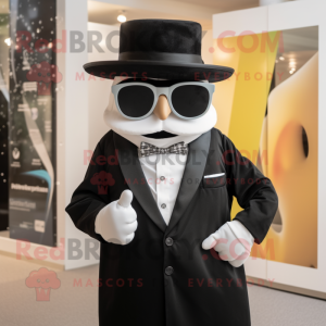 Black Gyro mascot costume character dressed with a Tuxedo and Sunglasses